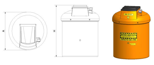 Contenitore raccolta di olio freni esausto, 500 Lt